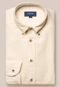 Eton Button Down Uni Flanel Organic Cotton Overhemd Off White