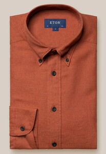 Eton Button Down Uni Flannel Organic Cotton Shirt Red