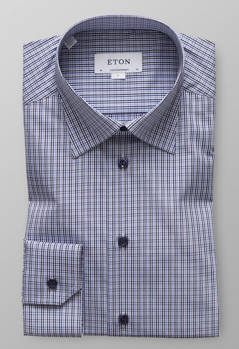 Eton Button Under Fine Twill Overhemd Paars