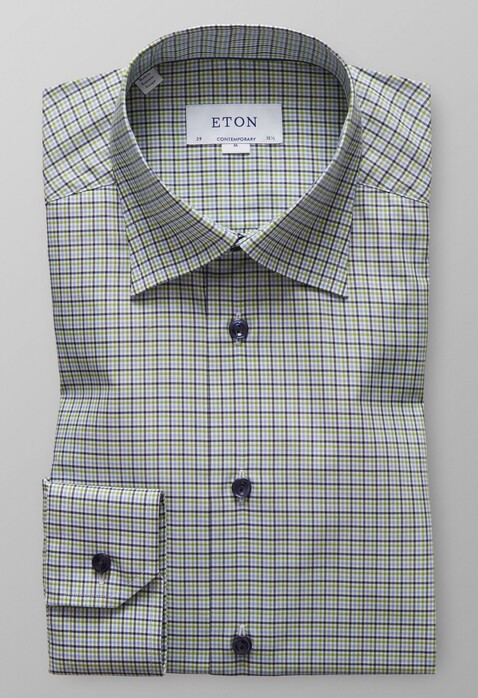 Eton Button Under Fine Twill Overhemd Pastel Groen