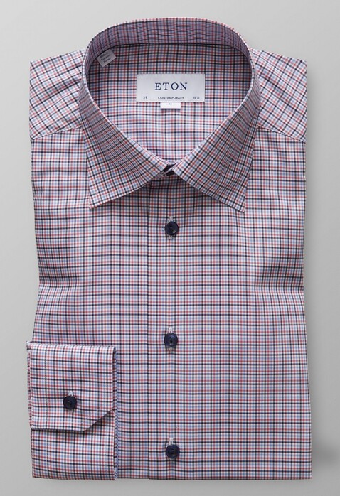 Eton Button Under Fine Twill Overhemd Warm Roze