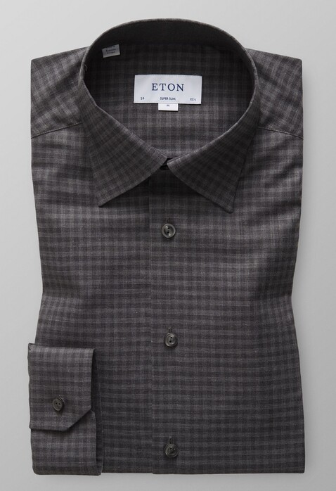 Eton Button Under Flannel Fine Twill Overhemd Licht Grijs Melange