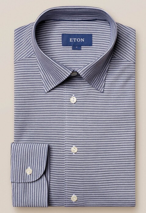 Eton Button Under Piqué Overhemd Navy