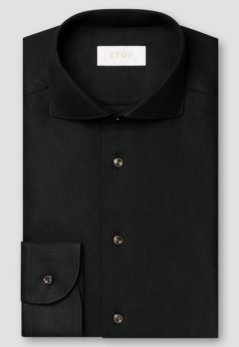 Eton Canclini Luxury Ultra Soft Cotton Cashmere Silk Shirt Black