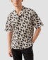 Eton Casual Twill Short Sleeve Black Cat Fantasy Pattern Overhemd Zwart