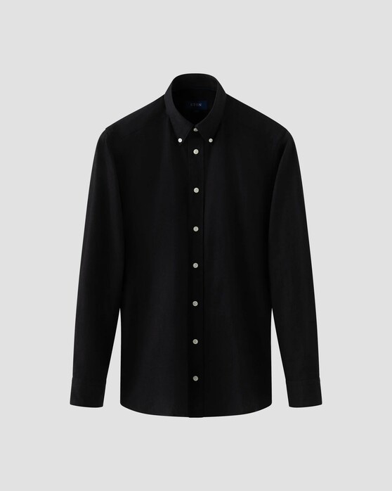 Eton Chambray Denim Cotton Button-Down Shirt Dark Navy