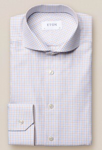 Eton Check Cotton Tencel Shirt Off White Melange