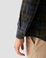 Eton Check Flannel Organic Cotton Button Down Shirt Navy-Green