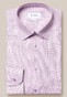 Eton Check Pattern Cotton Tencel Twill Stretch Shirt Purple