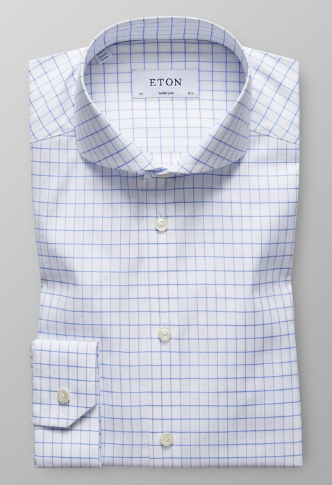 Eton Check Shirt Overhemd Avond Blauw