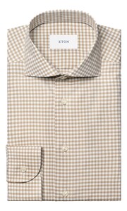 Eton Check Signature Oxford Shirt Beige