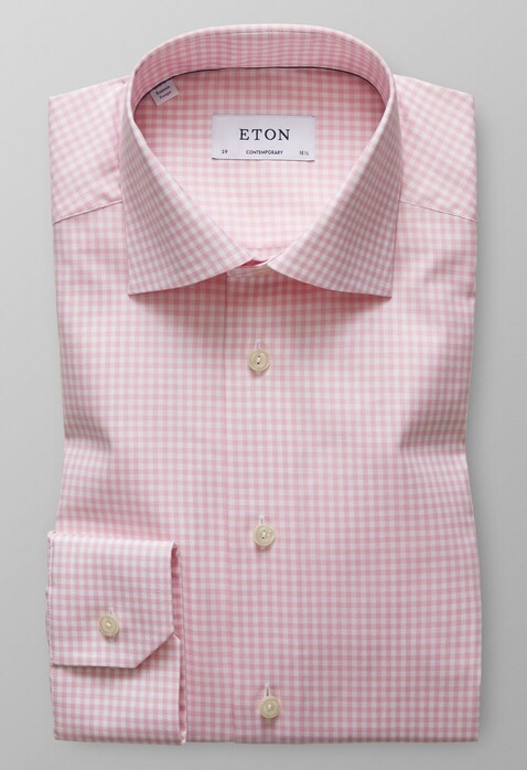Eton Check Twill Overhemd Roze