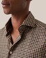 Eton Checked Merino Wool Wide Spread Collar Shirt Brown