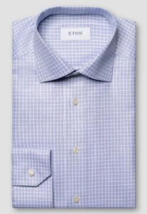 Eton Checked Signature Twill Organic Cotton Overhemd Roze-Blauw