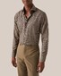 Eton Checked Subtle Natural Stretch Merino Wool Overhemd Bruin