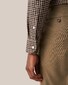 Eton Checked Subtle Natural Stretch Merino Wool Shirt Brown