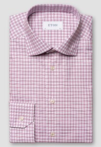 Eton Classic Check Pattern Signature Twill Organic Cotton Shirt Pink