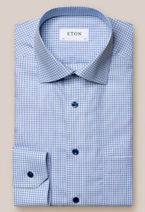 Eton Classic Fine Twill Duo Check Overhemd Blauw