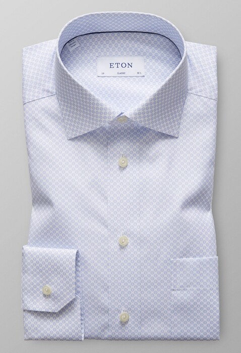 Eton Classic Micro Floral Overhemd Pastel Blauw