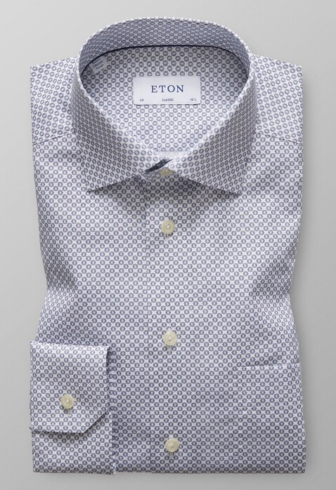 Eton Classic Micro Floral Shirt Navy