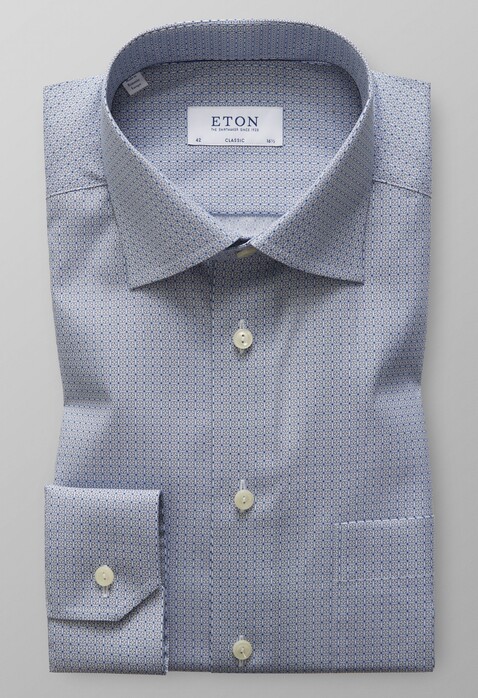 Eton Classic Mosaic Print Overhemd Diep Blauw