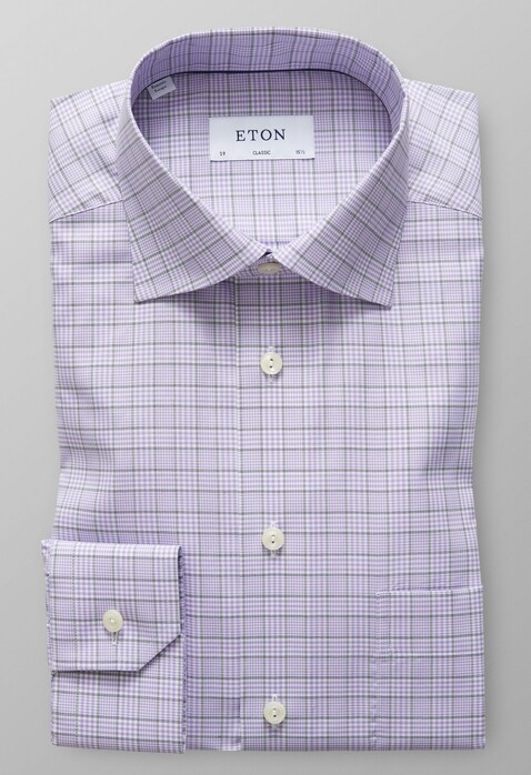 Eton Classic Overcheck Twill Overhemd Paars