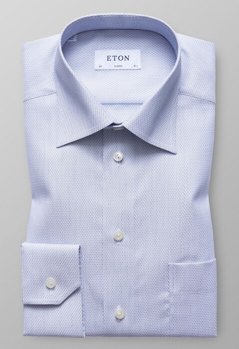 Eton Classic Textured Twill Overhemd Donker Blauw