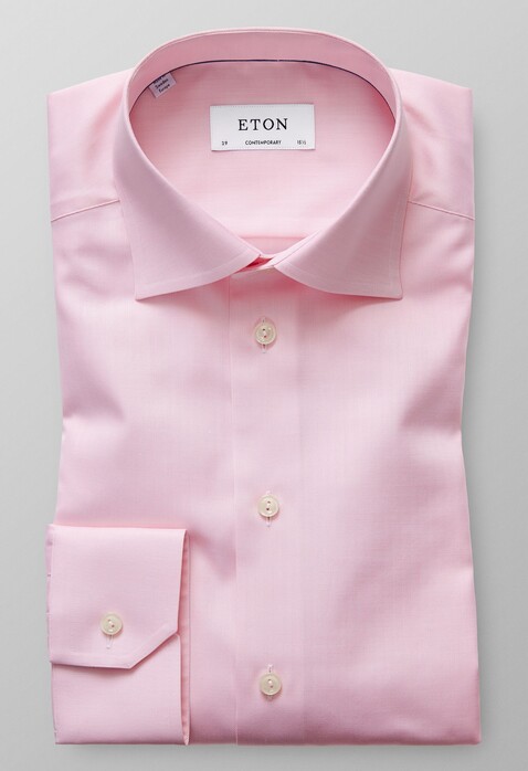 Eton Contemporary Herringbone Shirt Soft Pink