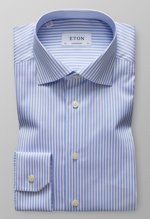 Eton Contemporary Striped Shirt Light Blue