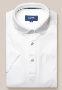 Eton Contrast Buttons Filo di Scozia Jersey Knit Polo Wit