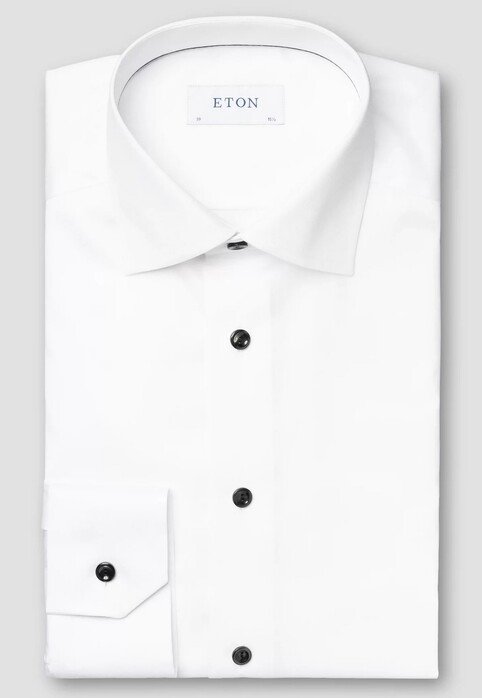 Eton Contrast Buttons Uni Signature Twill Shirt White