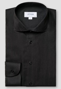 Eton Cotton Light Flanel Wide Spread Collar Overhemd Donker Grijs