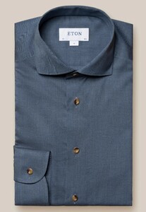Eton Cotton Light Flannel Wide Spread Collar Shirt Blue