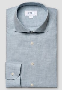 Eton Cotton Light Flannel Wide Spread Collar Shirt Light Blue