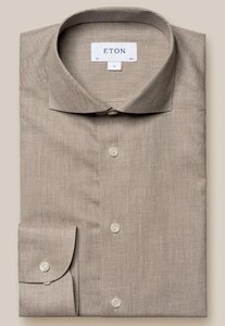 Eton Cotton Light Flannel Wide Spread Collar Shirt Light Brown