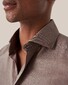 Eton Cotton Lightweight Flannel Dark Horn-Effect Buttons Shirt Brown