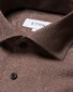 Eton Cotton Lightweight Flannel Dark Horn-Effect Buttons Shirt Brown
