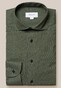 Eton Cotton Lightweight Flannel Dark Horn-Effect Buttons Shirt Green