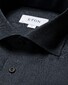 Eton Cotton Lightweight Flannel Dark Horn-Effect Buttons Shirt Navy