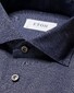 Eton Cotton Linen Blend Faux-Uni Mother of Pearl Buttons Shirt Navy