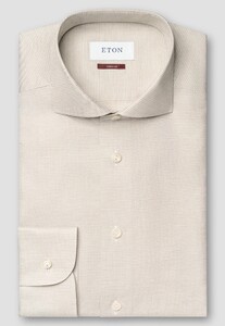 Eton Cotton Linen Fine Houndstooth Pattern Shirt Light Brown