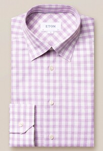 Eton Cotton Linen Gingham Check Shirt Purple
