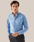 Eton Cotton Linen Plain Weave Mother of Pearl Buttons Shirt Blue