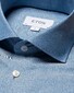 Eton Cotton Linen Plain Weave Mother of Pearl Buttons Shirt Blue