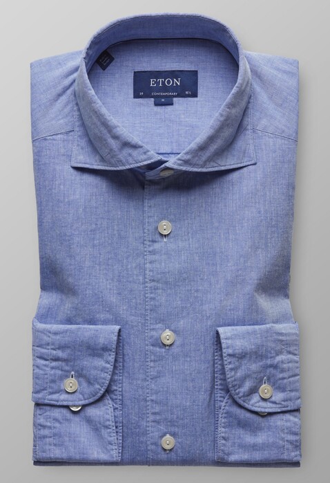 Eton Cotton Linen Shirt Sky Blue