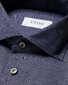 Eton Cotton Linen Wide-Spread Collar Mother of Pearl Buttons Shirt Navy