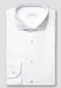 Eton Cotton Linen Wide-Spread Collar Mother of Pearl Buttons Shirt White