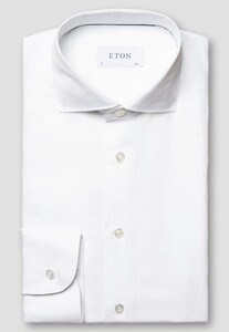 Eton Cotton Linnen Blend Faux-Uni Mother of Pearl Buttons Overhemd Wit