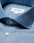 Eton Cotton Linnen Plain Weave Mother of Pearl Buttons Overhemd Blauw