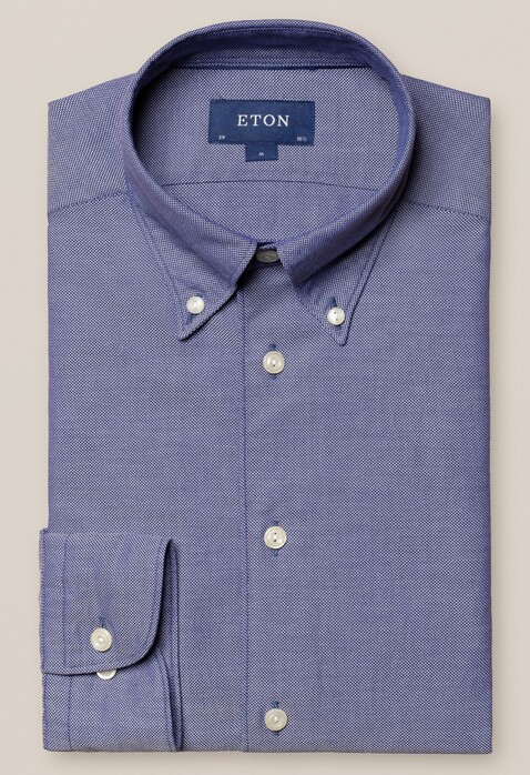 Eton Cotton Lyocell Soft Royal Oxford Shirt Navy